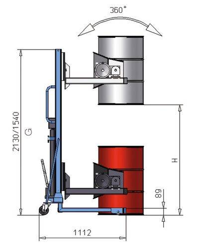Fassdreher 360°, TK 300 kg, Fußpedalhub, Hubhöhe 0-1.400 mm-1