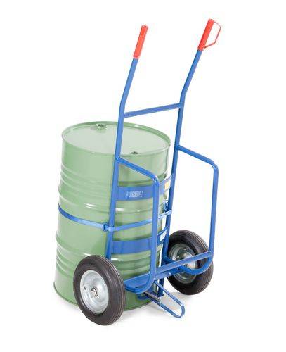 Fasskarre FKZ Stahl, blau lack., Vollgummi, Fußplatte und Gurt, für 60/200-l-Fässer, el. leitfähig-2