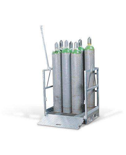 Denios Gasflaschenpalette aus Stahl, für bis zu 12 Gasflaschen à max.-0