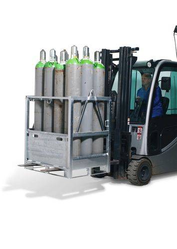 Denios Gasflaschenpalette aus Stahl, für bis zu 12 Gasflaschen à max.-1