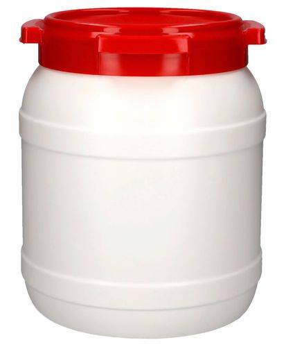 Weithalsfass WH 15, aus Polyethylen (PE), 15 Liter Volumen, weiß/rot-0