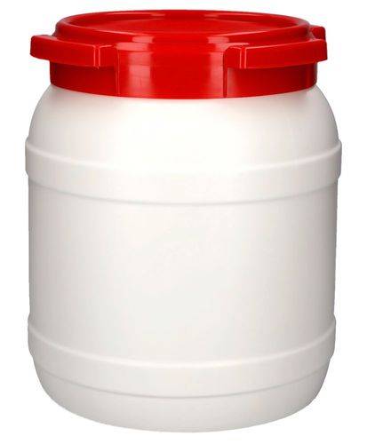 Weithalsfass WH 15, aus Polyethylen (PE), 15 Liter Volumen, weiß/rot-1
