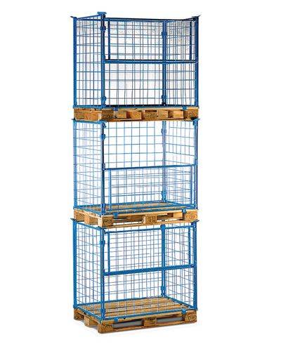 Paletten-Aufsatzrahmen,Drahtgitter,Auflast 750kg,HxLxB 1600x1200x800mm,f. Palette LxB 1200x800mm,Nutz H 1600mm,RAL5012-1