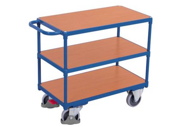 Tischwagen 3 Ladeflächen L700xB1000mm blau Trgf.500kg VARIOfit