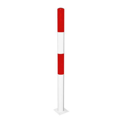 Sperrpfosten, mit einer Öse, feuerverzinkt und rot-weiß lackiert, zum Aufdübeln Ø 76 mm-0