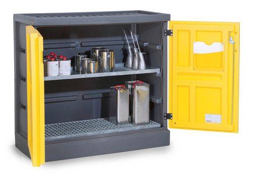 Umweltschrank PolyStore, Kunststoff, B 120 cm, 1 Auffangwanne, 1 Gitterrost verz., Typ PS 1211.1.1-0