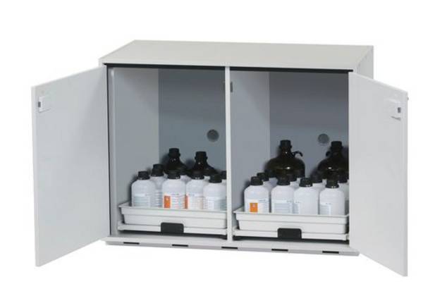 asecos Säuren- und Laugenunterbauschrank SL 1102, 2 Tablarauszüge, Höhe 800 mm