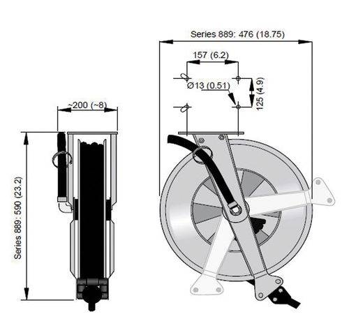 Schlauchaufroller EX-05-S, inklusive 15m Schlauch, Ø 1/2", Edelstahl, Atex-1