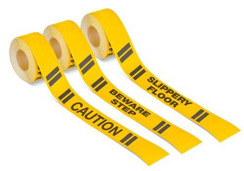 m2-Antirutschbelag™, Warnmarkierung, schwarz/gelb, "Slippery Floor", Rolle 75 mm x 18,3m-1