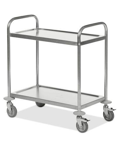 Edelstahl-Etagenwagen KM, 2 Böden, 100 Kg, 710x400 mm, 4 Lenkrollen PU, Bremse-0