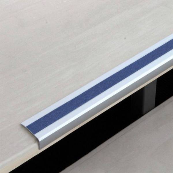Antirutschtreppenkantenprofil, Aluminium m2, Easy Clean, blau, B 610 mm, Materialstärke 4 mm
