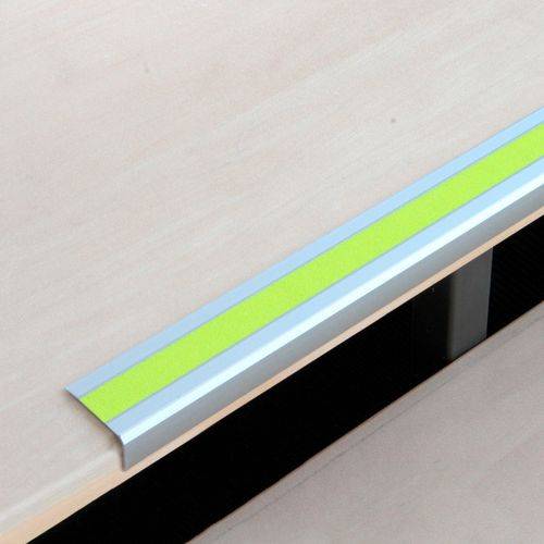 Antirutschtreppenkantenprofil, Aluminium m2, Signalfarbe, gelb, B 610 mm, schraubbar-0