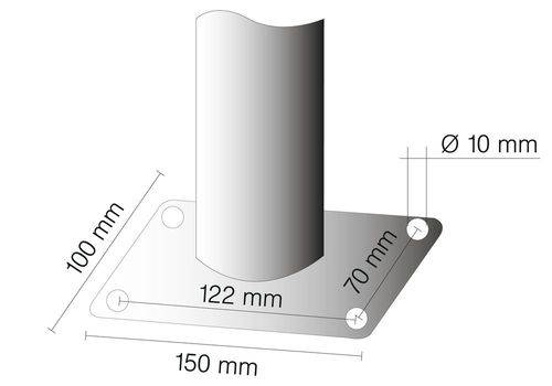 Mittelpfosten Schutzgeländer, Ø 48 mm, vz. gelb lackiert, Warnstreifen, zum Aufdübeln, H 1000 mm-2