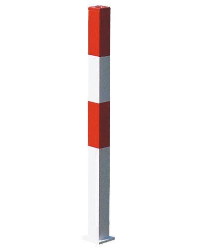 Sperrpfosten, herausnehmbar 70 x 70 mm, feuerverz., rot weiß lackiert, zum Einbetonieren-2