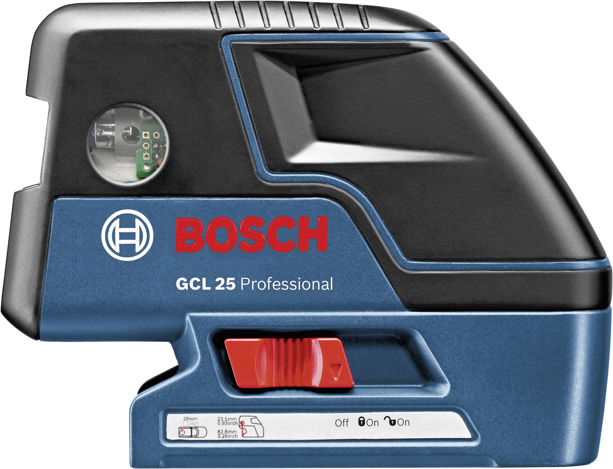 Ein Bosch GCL 25 Professional Gerät, ein kombiniertes Kreuz- und Punktlaserwerkzeug, das präzise Ausrichtung und Nivellierung ermöglicht.
