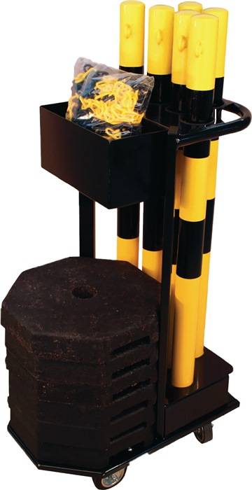 Sperrpfostenset STA schwarz/gelb m.Wagen D60xH1000mm 6 Pfosten u.Kette à 25m-0