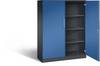 Flügeltürenschrank ASISTO Höhe 1617 mm Breite 1000 mm 3 Fachböden schwarzgrau/enzianblau. C+P 53887449