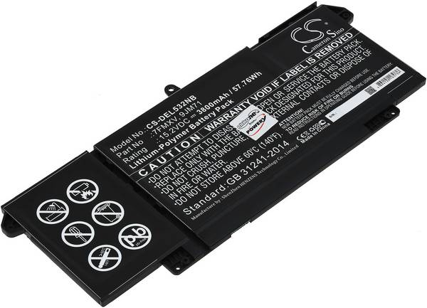 Akku passend für Laptop Dell Latitude 5320, Latitude 7420, Latitude 7520, Typ 7FMXV u.a., 15,2V, Li-Ion