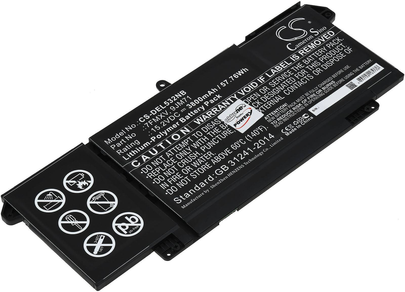 Akku passend für Laptop Dell Latitude 5320, Latitude 7420, Latitude 7520, Typ 7FMXV u.a., 15,2V, Li-Ion-0