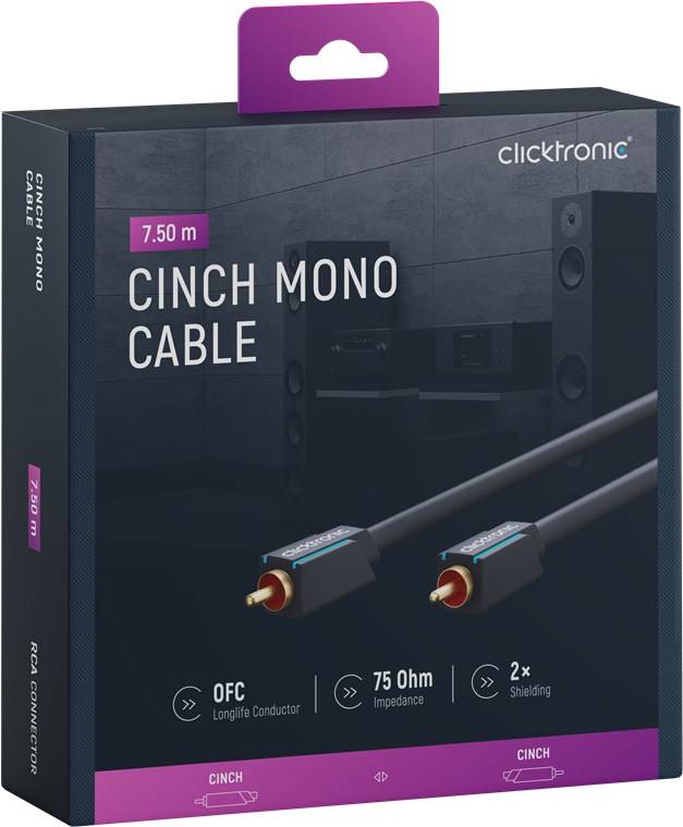Clicktronic 70448 Cinch-Kabel Mono Audiokabel mit doppelter Schirmung & vergoldete Cinch-Stecker Monokabel mit OFC-Leite-4