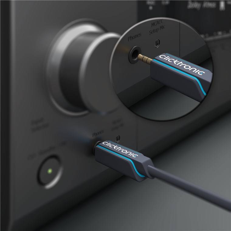 Clicktronic 70477 AUX Kabel 3,5mm Klinkenstecker Klinke Verlängerung Audiokabel Stecker vergoldet Klinkenkabel Grau 1,5m-2