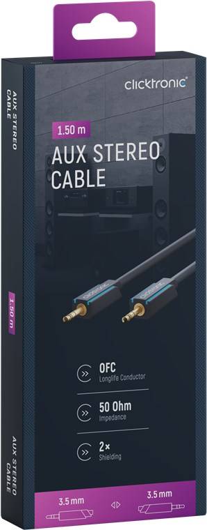 Clicktronic 70477 AUX Kabel 3,5mm Klinkenstecker Klinke Verlängerung Audiokabel Stecker vergoldet Klinkenkabel Grau 1,5m-5