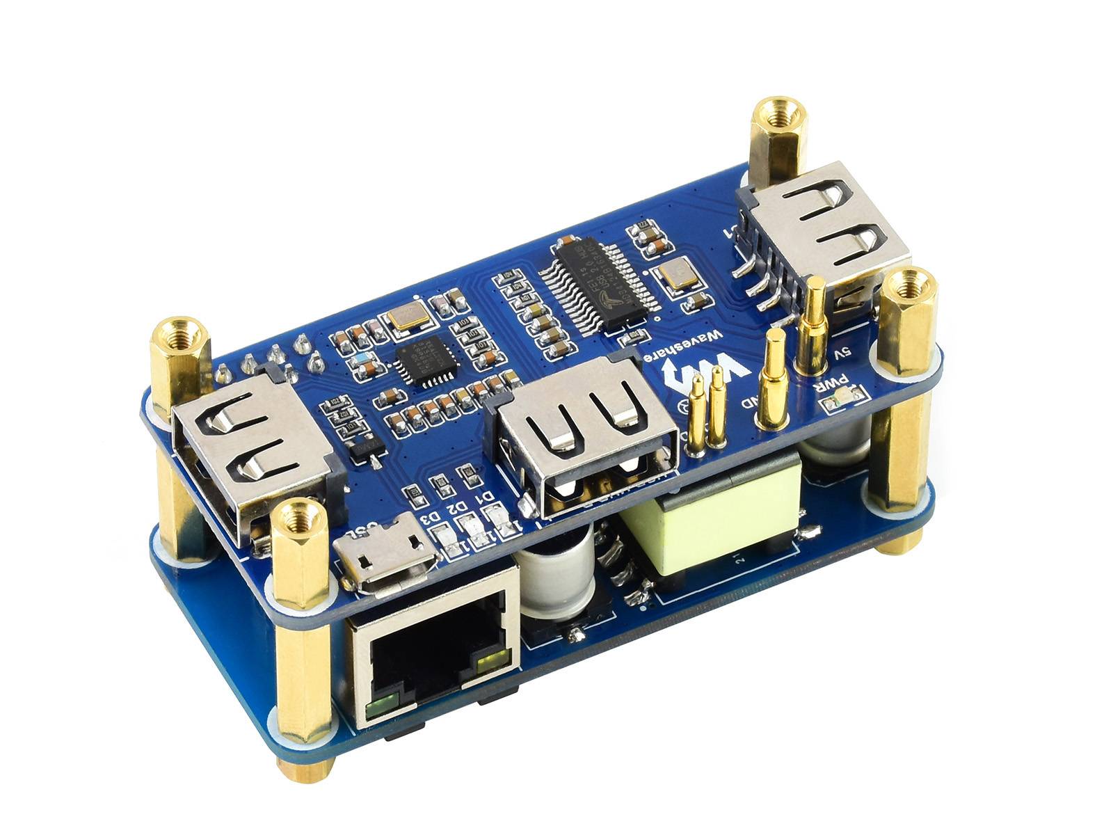 WaveShare PoE Ethernet USB HUB HAT for Raspberry Pi Zero 1x RJ45 3x USB-0