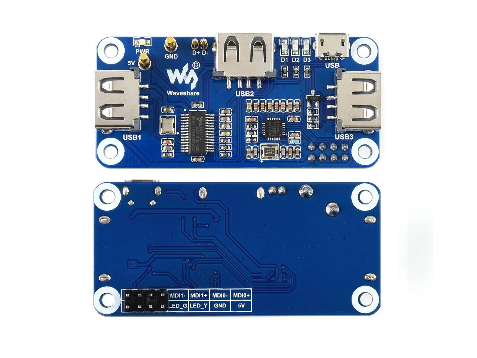WaveShare PoE Ethernet USB HUB HAT for Raspberry Pi Zero 1x RJ45 3x USB-2