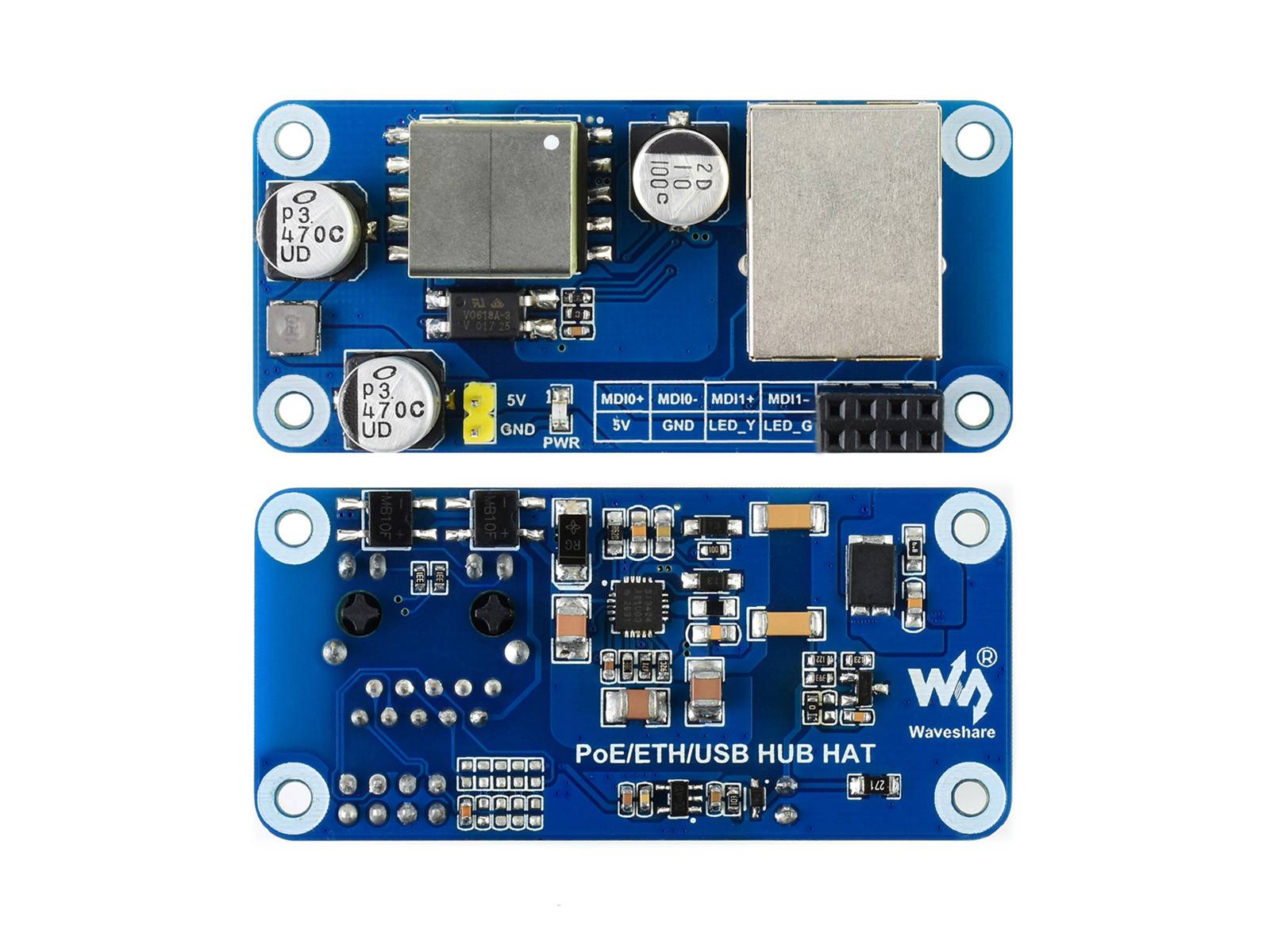 WaveShare PoE Ethernet USB HUB HAT for Raspberry Pi Zero 1x RJ45 3x USB-3