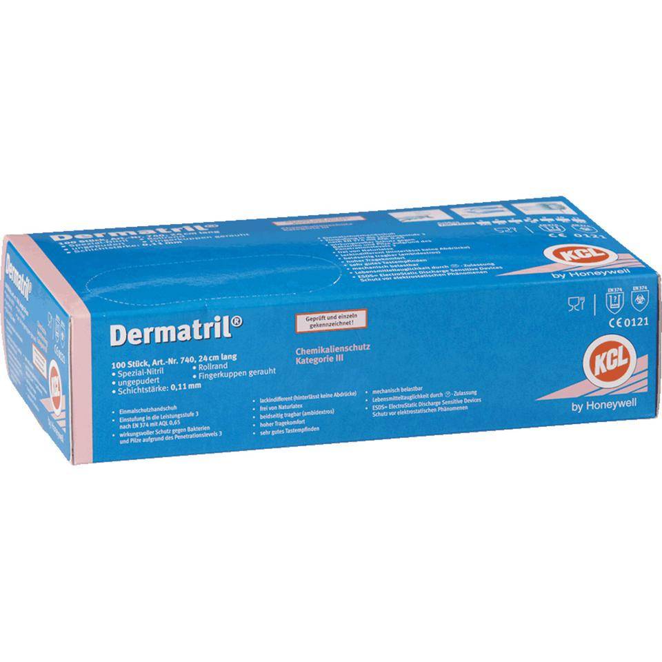 KCL Einmalhandschuh Dermatril® 740, Kat.III, hellblau, Nitril, Größe 6, 100/VE-1