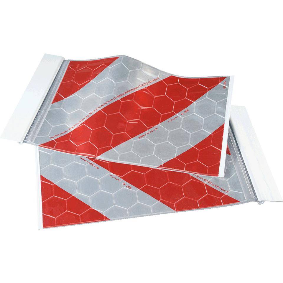 Warnmarkierung für Hubladebühnen, links-/rechtsweisend, mit Halter, 440x260mm, 2/VE-0