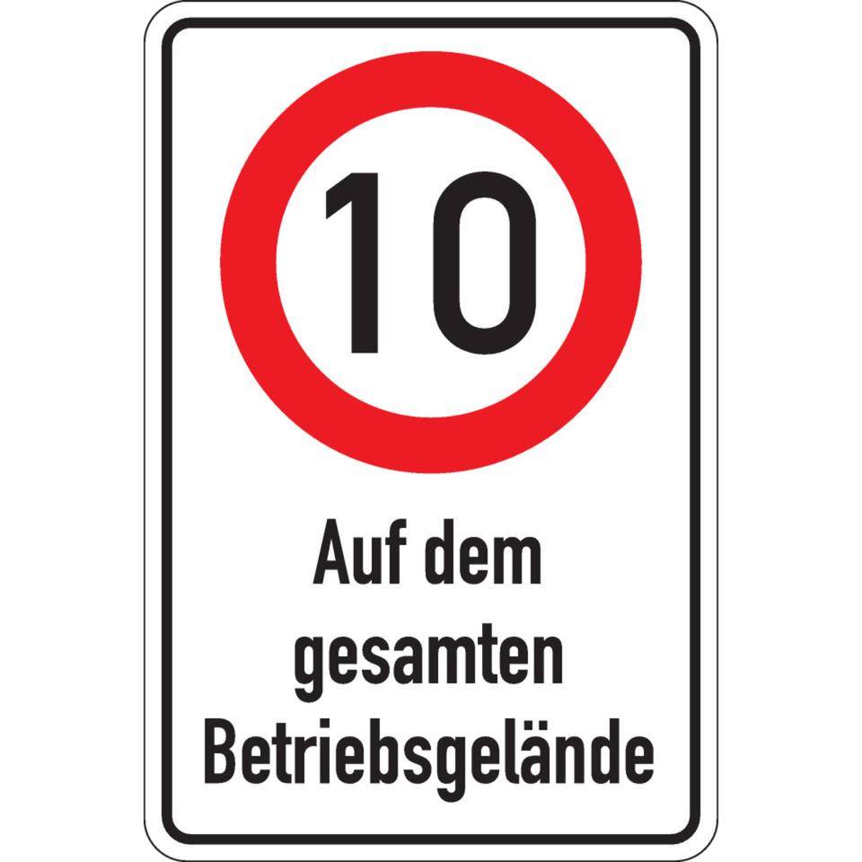 Kombischild 10kmh-Auf dem gesamten Betriebsgel., Aluminium RA0, reflektierend, 600x900mm, DIN 67520-0
