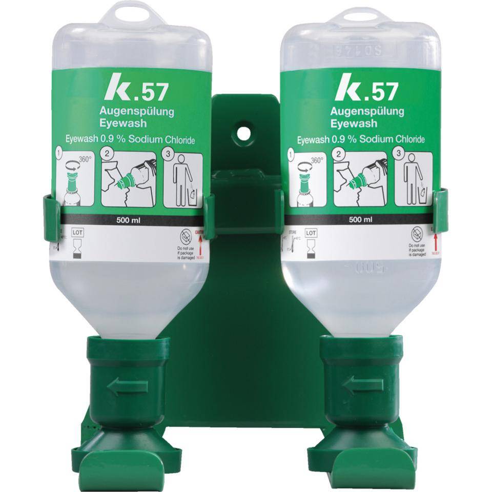 K.57 Augenspülstation mit Doppelhalterung, zur Wandmontage, 2x500ml/Flasche-2