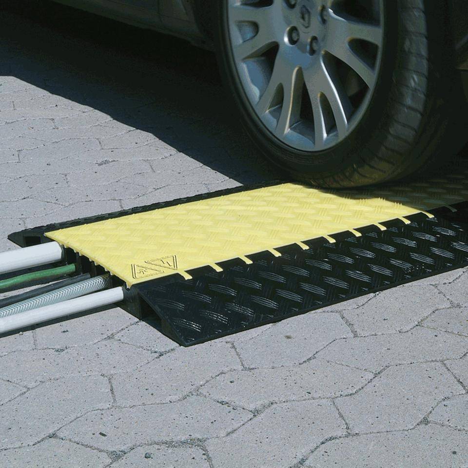 DEFENDER® Kabelbrücke Mini, 3 Kabelkanäle, schwarz/gelb, 1000x290x48mm-1