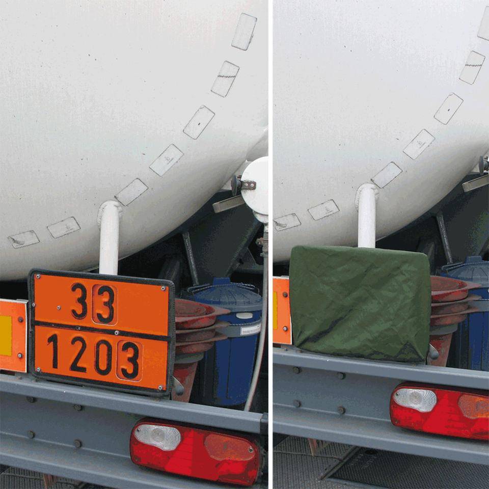 Abdeckhaube für Gefahrguttafel mit festen Ziffern u. Wechselziffern, silber-1