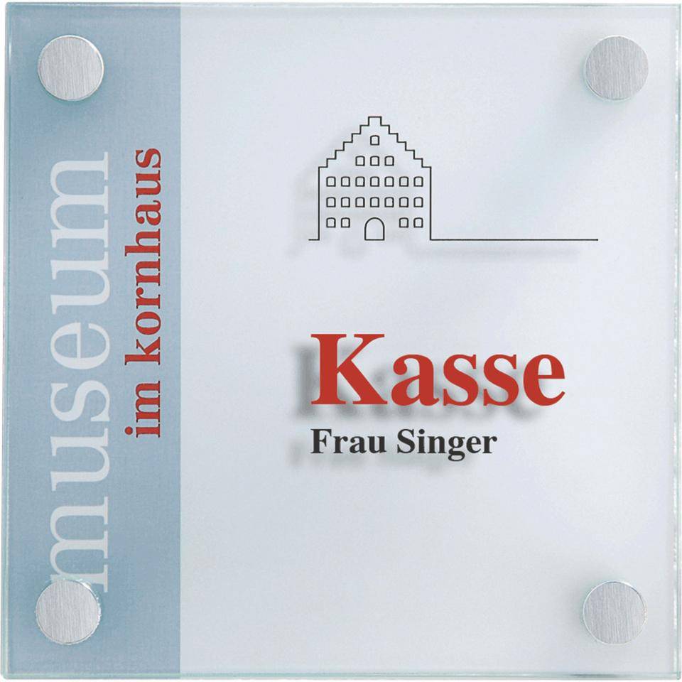 Raumschild Galerie, ESG-Glas, 150x150 mm, Lieferung inkl.Befestigungsmaterial-0