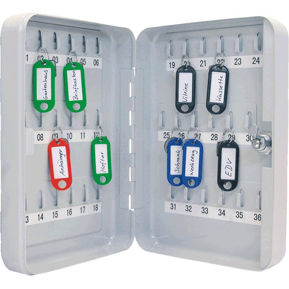 Schlüsselschrank Modell X, 36 Schlüssel, feste Hakenleisten, 180x250x60mm-0