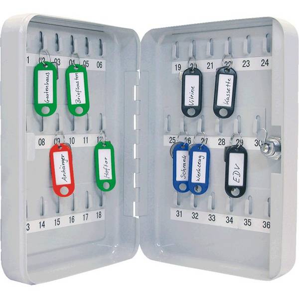 Schlüsselschrank Modell X, 36 Schlüssel, feste Hakenleisten, 180x250x60mm