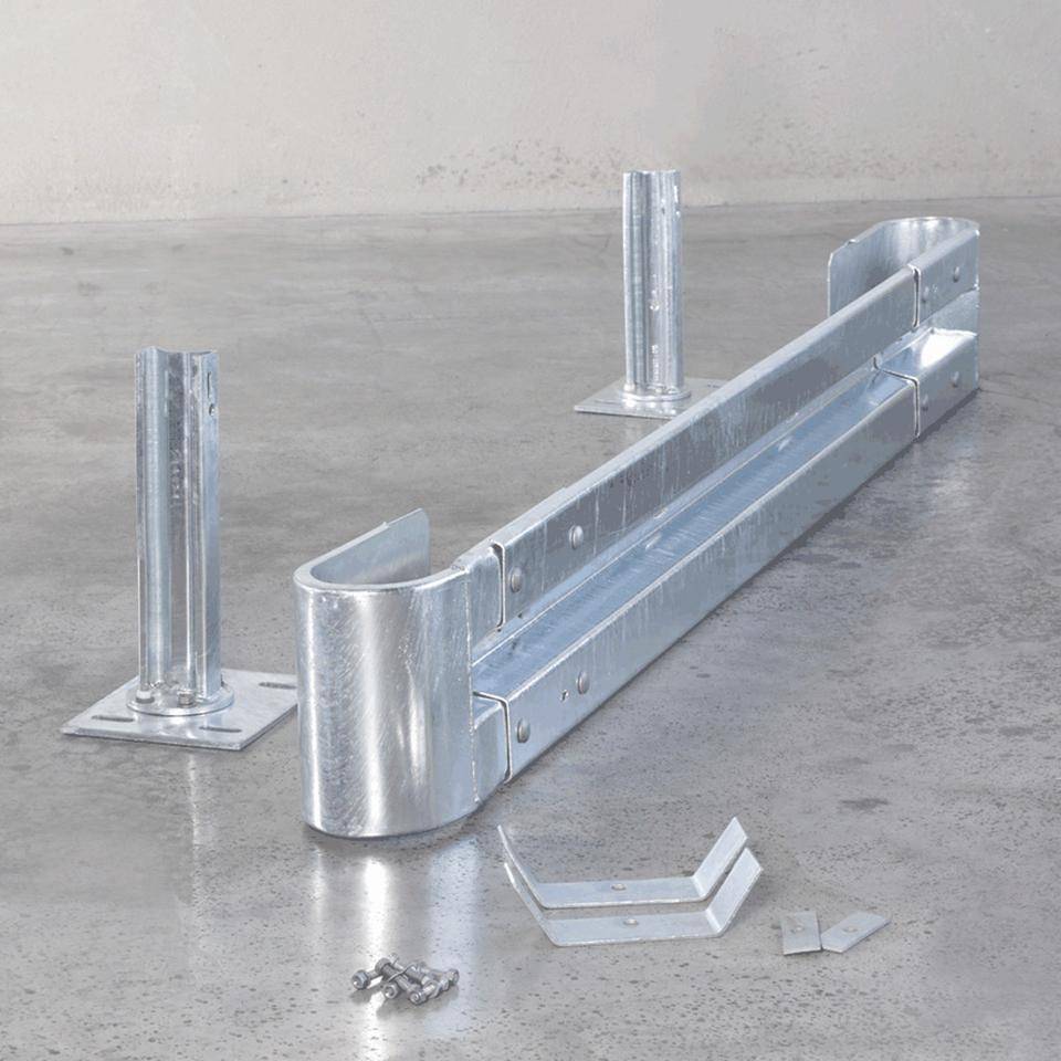 Starter-Set Stahlschutzplanken Typ B, zum Aufdübeln, Baulänge 2m-1