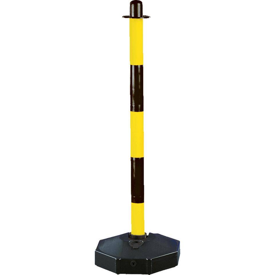 K.57 Klapppfosten m. Fuß,leer,uv-beständig,gelb/schwarz,H 870mm,Fuß Ø300mm,0,7kg-0