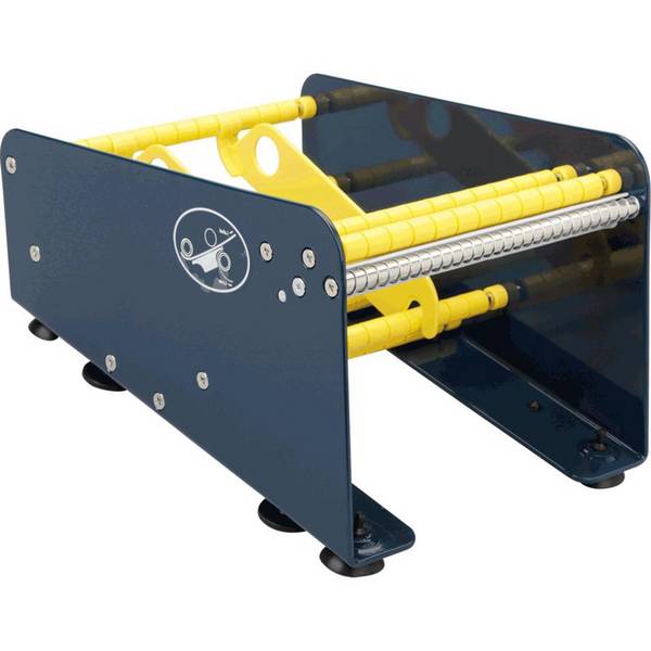 Tisch-Etikettenspender mit 2 Rollenteilern, blau, Stahl, Nutzbreite 162,5mm