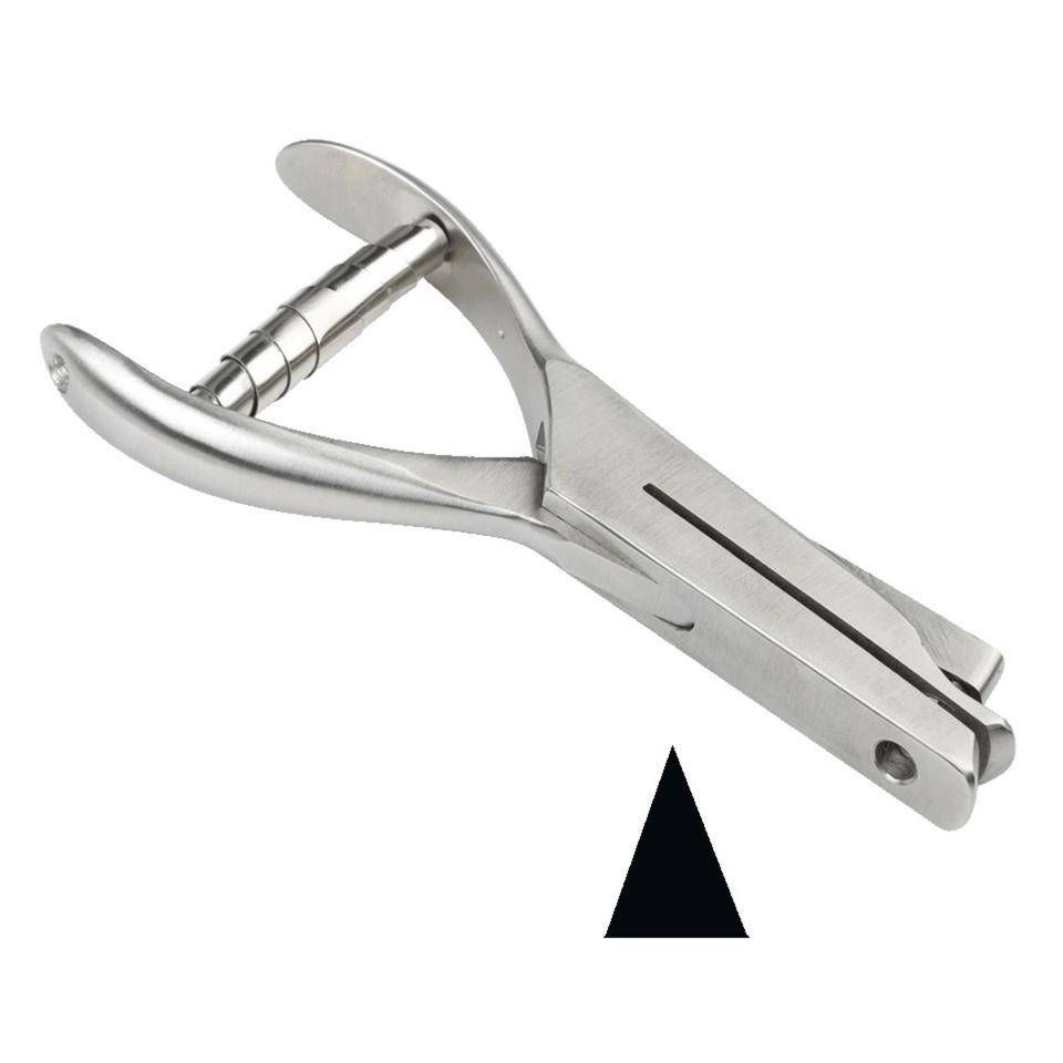 Lochzange, zum Markieren von Plaketten, Kerbform Dreieck, schmal, Maultiefe 48mm-0