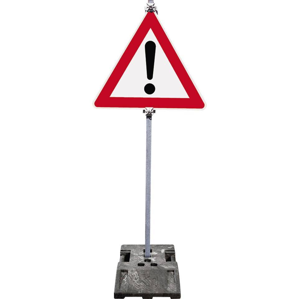 Schilderständer, groß, mit Schaftrohr, Klemmschellen, Fußplattenständer-0