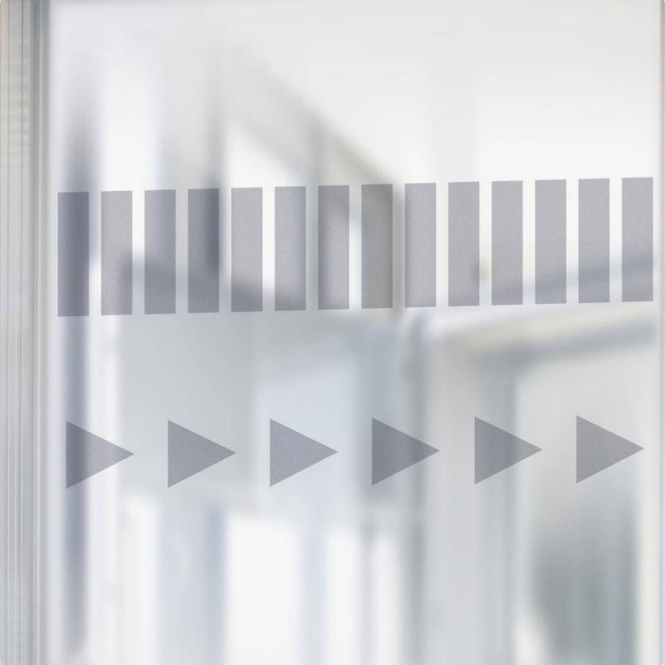 Dekorfolie Streifen, f.Glastüren, silber, Folie mit Milchglaseffekt, 1000x200mm, 3/VE-1