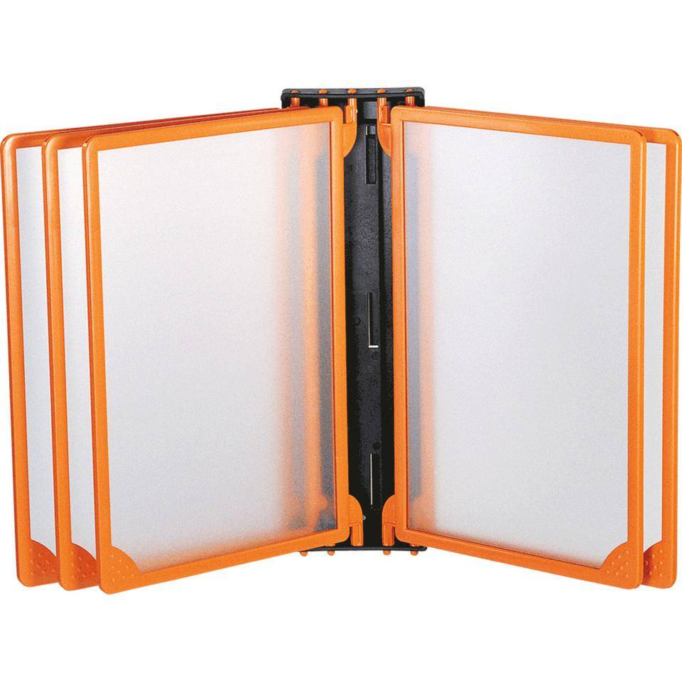 Klapprahmen INFOLINE, Magnethalter mit 5 Rahmen, orange, Kunststoff, DIN A4-0