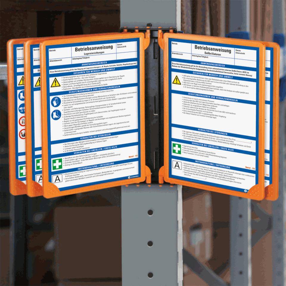 Klapprahmen INFOLINE, Magnethalter mit 5 Rahmen, orange, Kunststoff, DIN A4-1