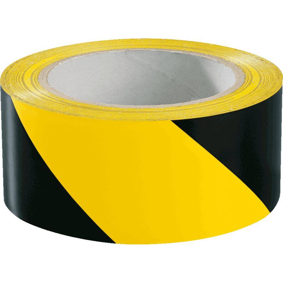 Warnmarkierungsband, mit Laminat, gelb/schwarz, 75mm, 16,5m, je 1 Rolle rechts/links/VE, ASR A1.3-0