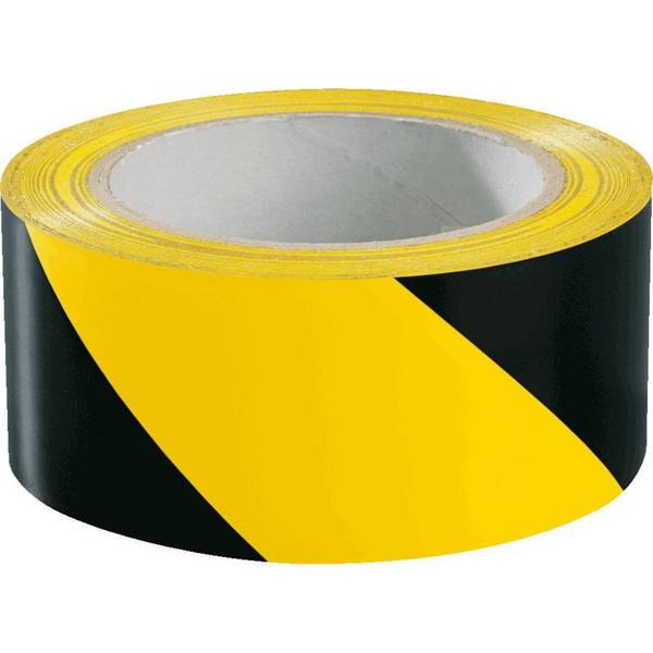 Warnmarkierungsband, mit Laminat, gelb/schwarz, 75mm, 16,5m, je 1 Rolle rechts/links/VE, ASR A1.3