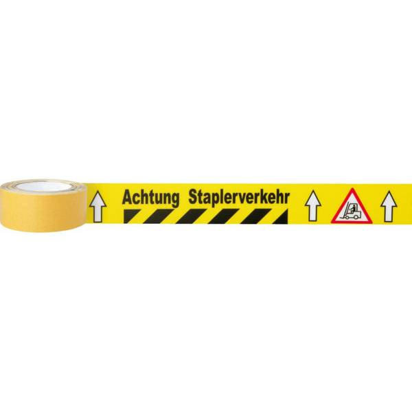 Bodenmarkierungsband Achtung Staplerverkehr, PVC, 50mm, 5m/Rolle