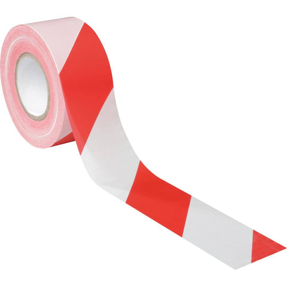 K.57 Absperrband, rot/weiß schraffiert, Polyethylen, 75mm, 500m/Rolle-2